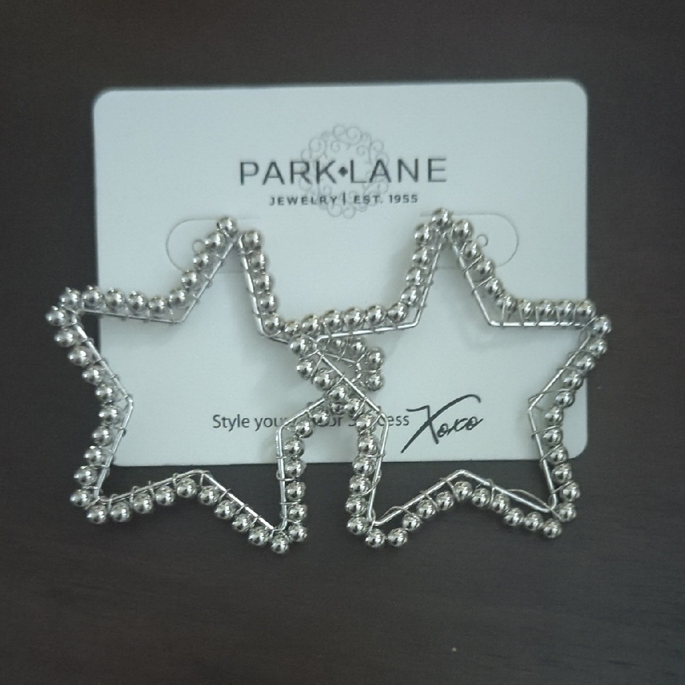 Park Lane Silver Beaded Star Earrings